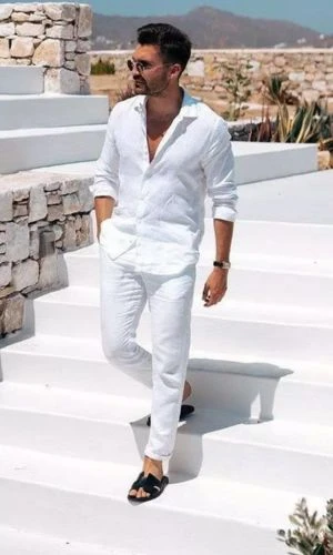 White Shirt & White Pants: