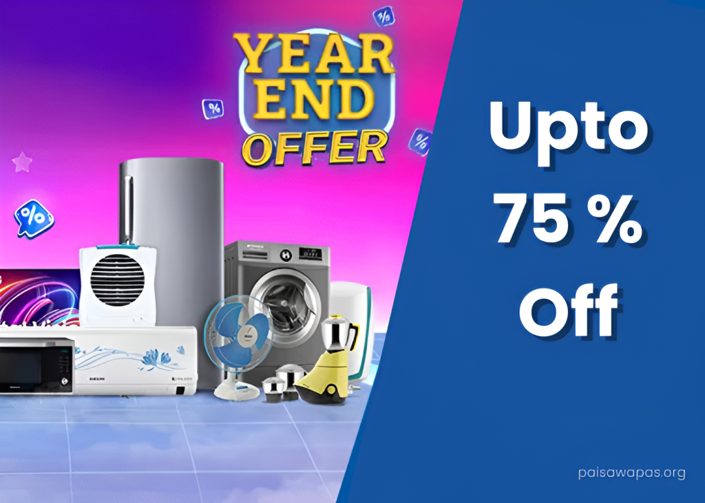Flipkart Year End Sale: Up to 75% Off + Extra 10% OFF on Bank Card Transactions Flipkart Year End Sale: Up to 75% Off + Extra 10% OFF on Bank Card Transactions